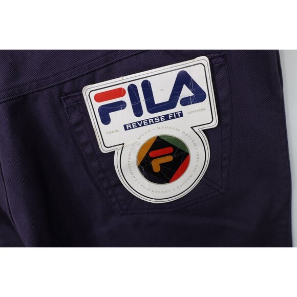 Deadstock Vtg 90s Fila Mens 42x34 Spell Out Baggy Fit Skateboard Jeans Purple - Picture 14 of 15